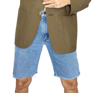 Upcycled 100% cotton denim cut off baggy long jean shorts jorts 30